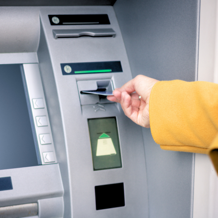 Person using an ATM