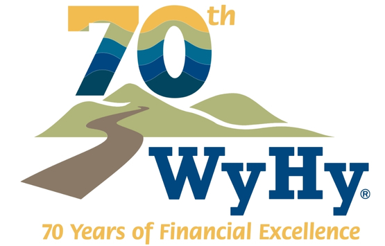 WyHy 70th Anniversary logo. 70 years of financial excellence