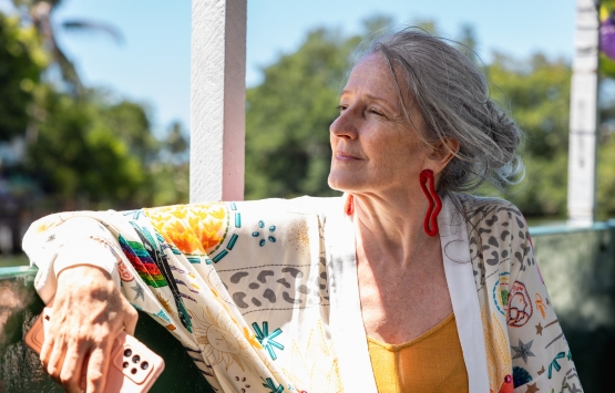 Older woman beautiful earrings