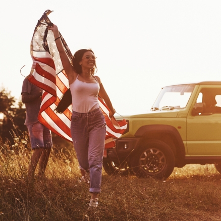 girl holding flag