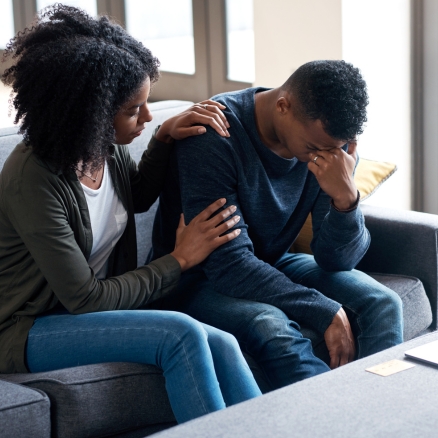 couple consoling each other